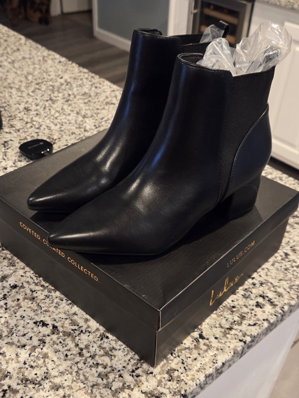Lulu's Black Pointed Toe Chelsea Ankle Boots